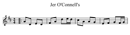 Jer O'Connell's - staff notation