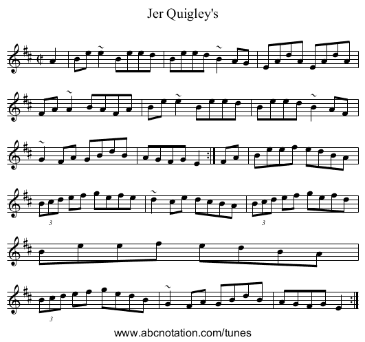 Jer Quigley's - staff notation
