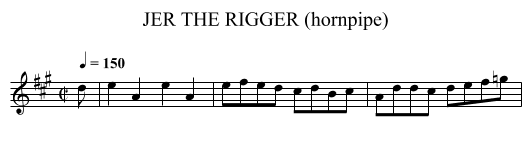 JER THE RIGGER (hornpipe) - staff notation