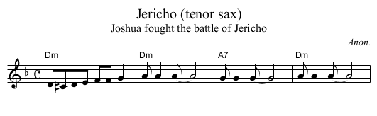 Jericho (tenor sax) - staff notation
