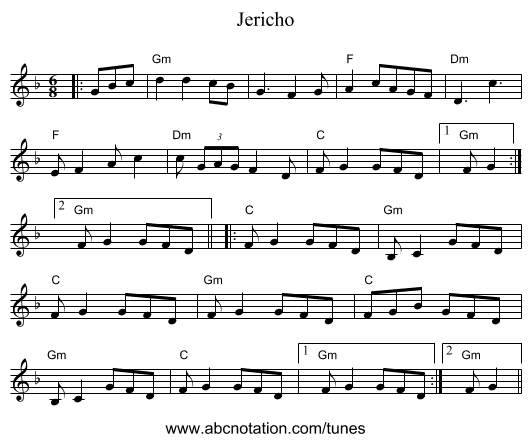 Jericho - staff notation