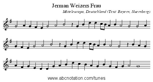 Jerman Weizers Frau - staff notation