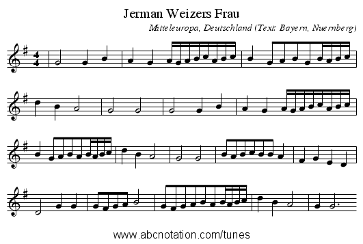 Jerman Weizers Frau - staff notation