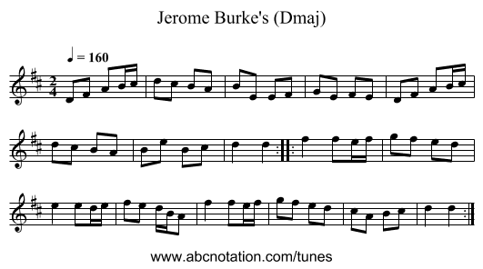 Jerome Burke's (Dmaj) - staff notation