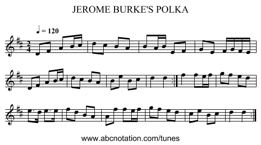 JEROME BURKE'S POLKA - staff notation