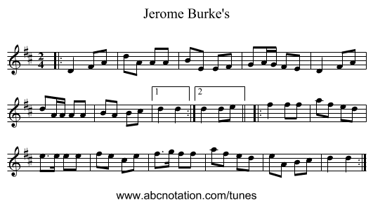 Jerome Burke's - staff notation