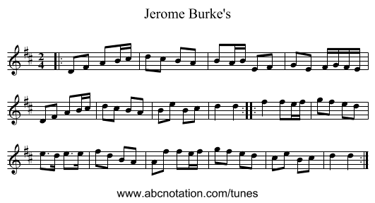 Jerome Burke's - staff notation