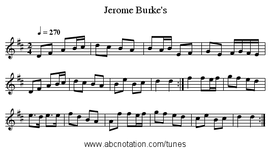 Jerome Burke's - staff notation