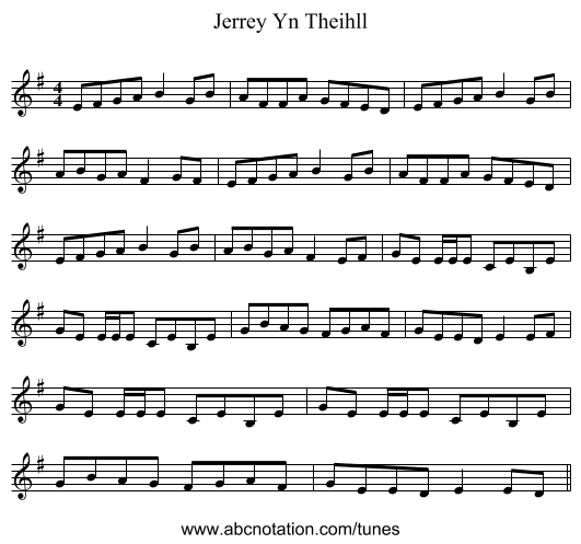 Jerrey Yn Theihll - staff notation