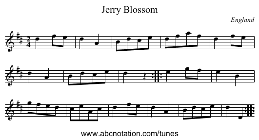 Jerry Blossom - staff notation