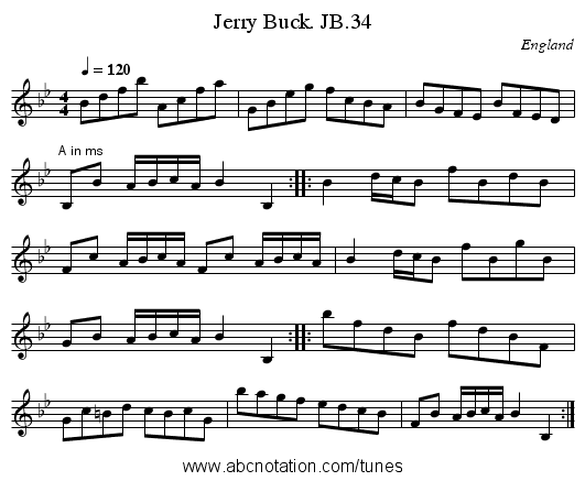 Jerry Buck. JB.34 - staff notation