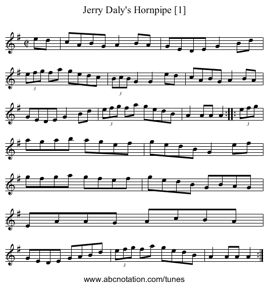 Jerry Daly's Hornpipe [1] - staff notation