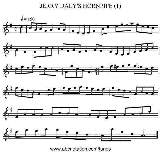 JERRY DALY'S HORNPIPE (1) - staff notation
