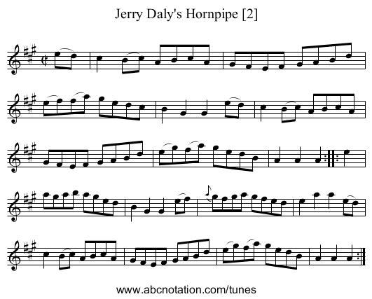 Jerry Daly's Hornpipe [2] - staff notation