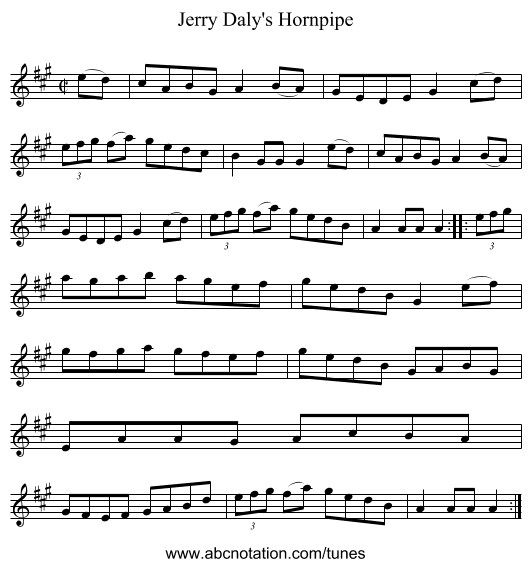 Jerry Daly's Hornpipe - staff notation