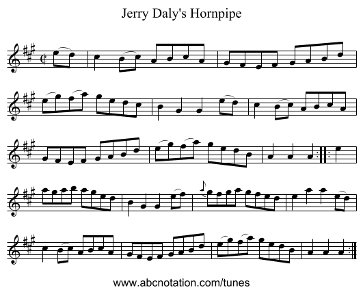 Jerry Daly's Hornpipe - staff notation