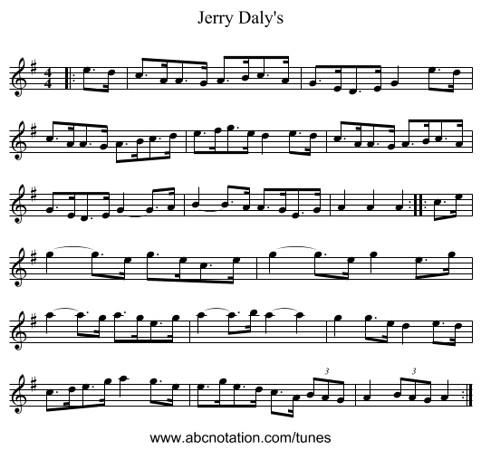 Jerry Daly's - staff notation