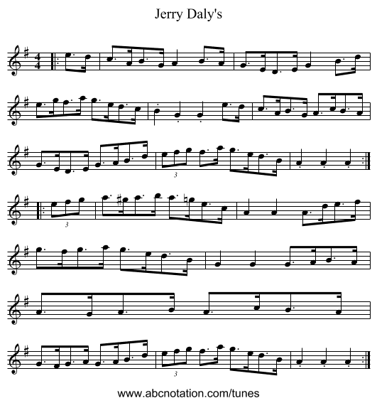 Jerry Daly's - staff notation