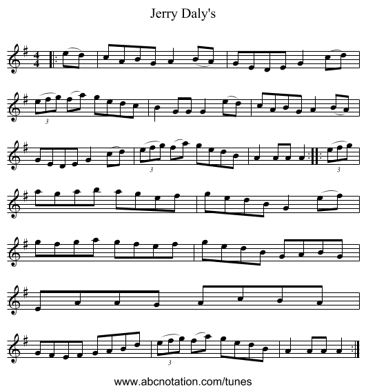Jerry Daly's - staff notation