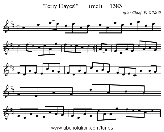 Jerry Hayes'       (reel)     1383 - staff notation