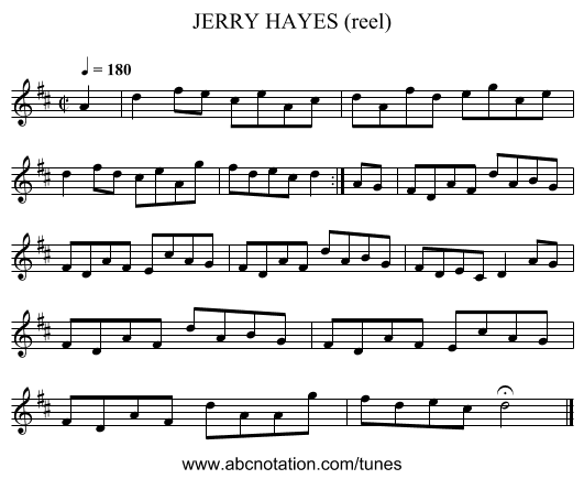 JERRY HAYES (reel) - staff notation