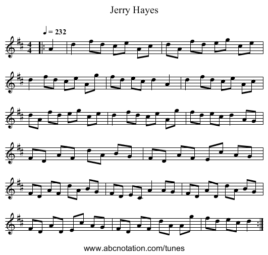 Jerry Hayes - staff notation
