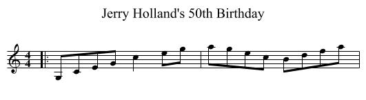Jerry Holland's 50th Birthday - staff notation