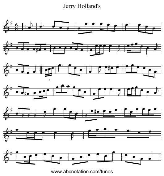 Jerry Holland's - staff notation