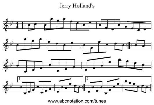 Jerry Holland's - staff notation