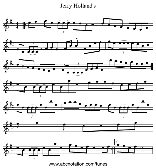 Jerry Holland's - staff notation