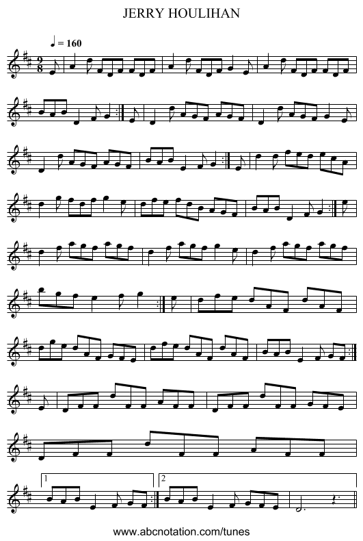 JERRY HOULIHAN - staff notation