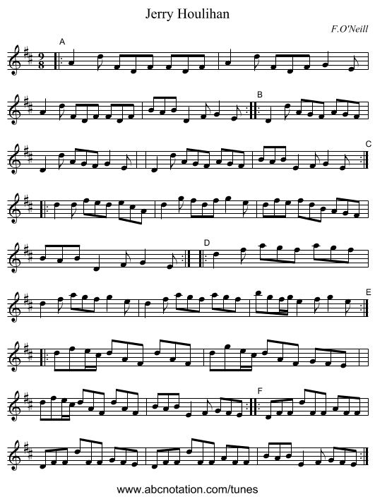 Jerry Houlihan - staff notation