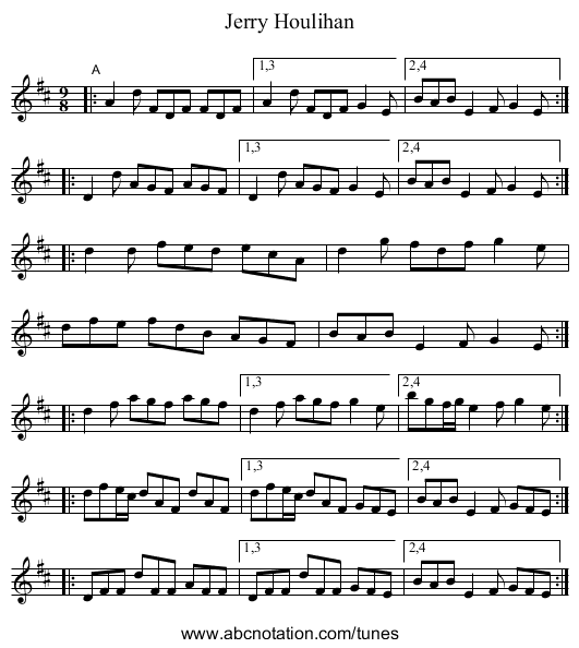 Jerry Houlihan - staff notation