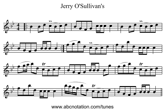 Jerry O'Sullivan's - staff notation