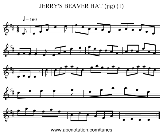 JERRY'S BEAVER HAT (jig) (1) - staff notation