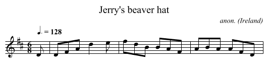 Jerry's beaver hat - staff notation