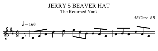 JERRY'S BEAVER HAT - staff notation