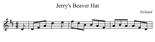 Jerry's Beaver Hat - staff notation