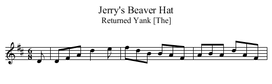 Jerry's Beaver Hat - staff notation
