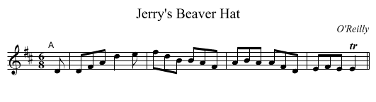 Jerry's Beaver Hat - staff notation