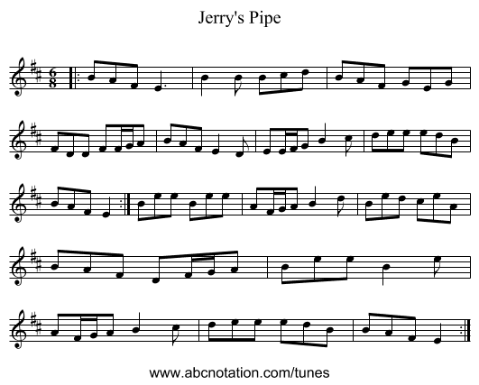 Jerry's Pipe - staff notation