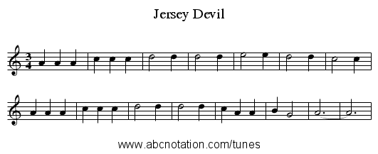Jersey Devil - staff notation