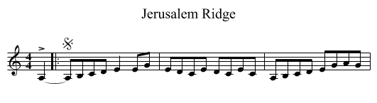 Jerusalem Ridge - staff notation