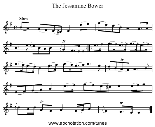Jessamine Bower, The - staff notation