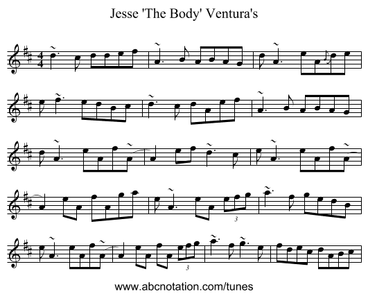 Jesse 'The Body' Ventura's - staff notation