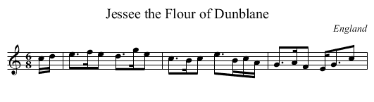 Jessee the Flour of Dunblane - staff notation