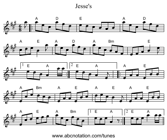 Jesse's - staff notation