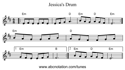Jessica's Drum - staff notation
