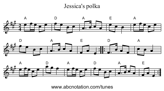 Jessica's polka - staff notation