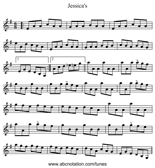 Jessica's - staff notation